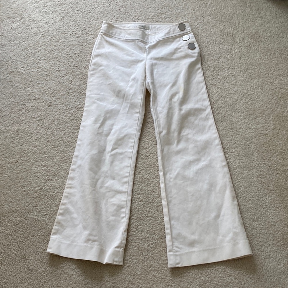 Banana Republic White Flare Stretch Pants